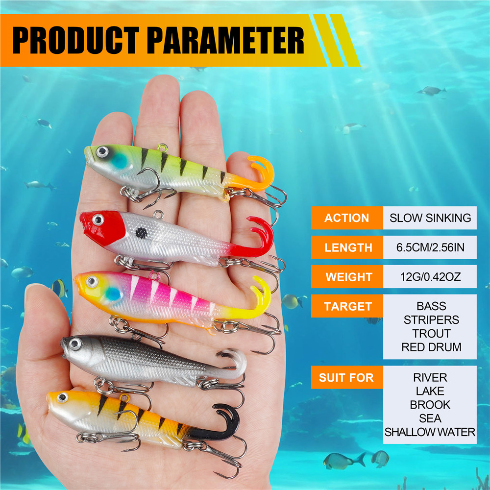 5Pcs Pre-Rigged Jig Head Wobbl - Fishing Lure Swimbait recension och pris